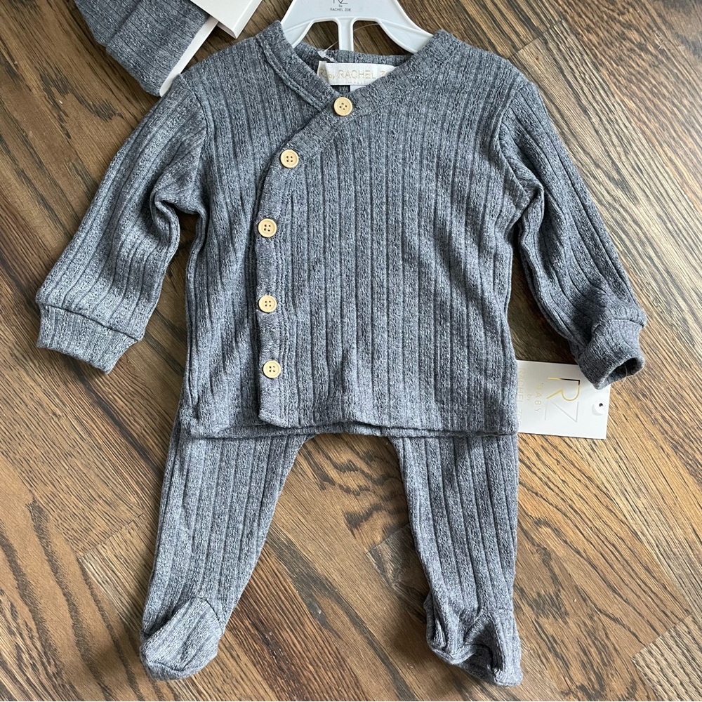 Rachel Zoe Ribbed 3-Piece Set, 3-6M - Picture 2 of 5